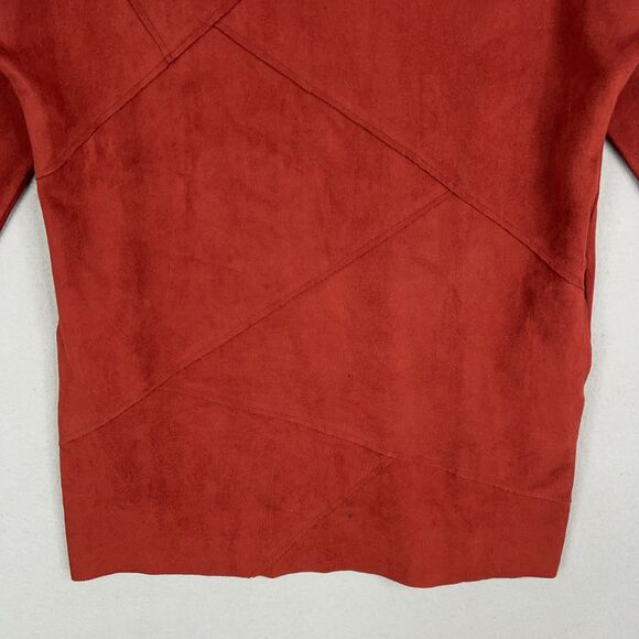 Soft Surroundings Sweater Womens Medium Red Faux Suede Tunic Pockets Cozy Fall - Picture 3 of 14